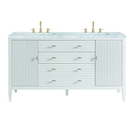 James Martin Vanities 60'' Double Vanity, Bright White w/ 3 CM Carrara White Marble Top 485-V60D-BW-3CAR